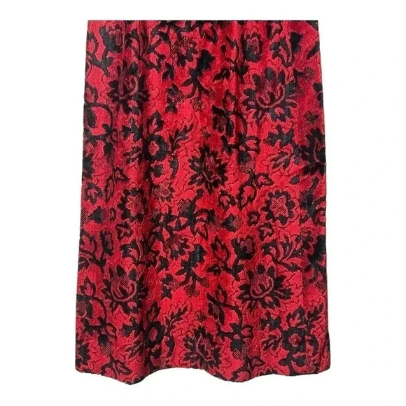 1539. VINTAGE 1960’s RED BLACK IN COLOR TAPESTRY MAXI SKIRT SEE MEASUREMENTS - Picture 5 of 9